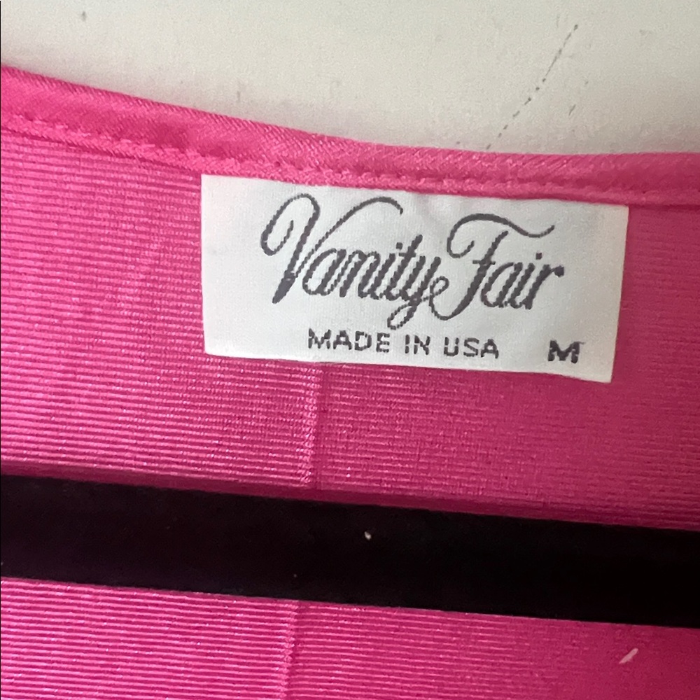 VTG Vanity Fair NIGHTGOWN Silky Nylon Sleeveless bow Bright Pink Sz Med 🕶️ - Picture 3 of 7